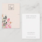 Pastell Pink Blush Blumenstanze Nekklammer Display Visitenkarte (Vorne/Hinten)