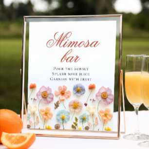Pastell Pink Bohemische Wildblumen Mimosa Bar Poster