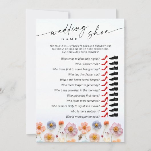 Pastell Pink Boho Wildblumen Bridal Game Card Einladung (Vorderseite)