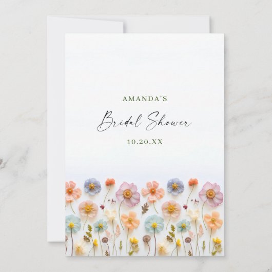 Pastell Pink Boho Wildblumen Bridal Game Card Einladung (Rückseite)