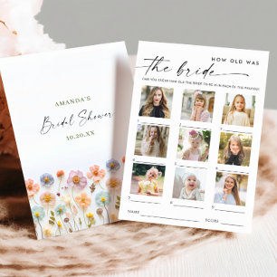 Pastell Pink Boho Wildblumen Bridal Game Card Einladung