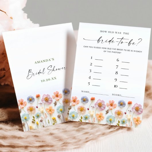 Pastell Pink Boho Wildblumen Bridal Game Card Einladung