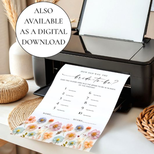 Pastell Pink Boho Wildblumen Bridal Game Card Einladung