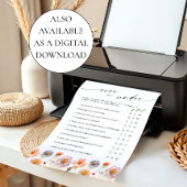 Pastell Pink Boho Wildblumen Bridal Game Card Einladung