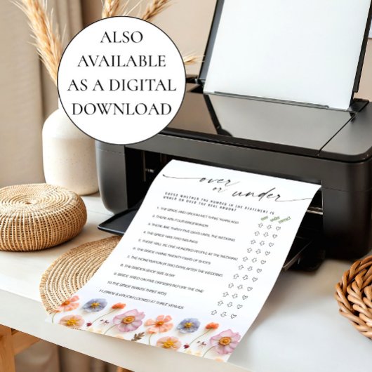 Pastell Pink Boho Wildblumen Bridal Game Card Einladung