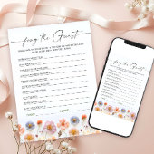 Pastell Pink Boho Wildblumen Bridal Game Card Einladung