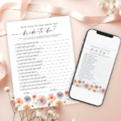 Pastell Pink Boho Wildblumen Bridal Game Card Einladung