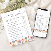 Pastell Pink Boho Wildblumen Bridal Game Card Einladung