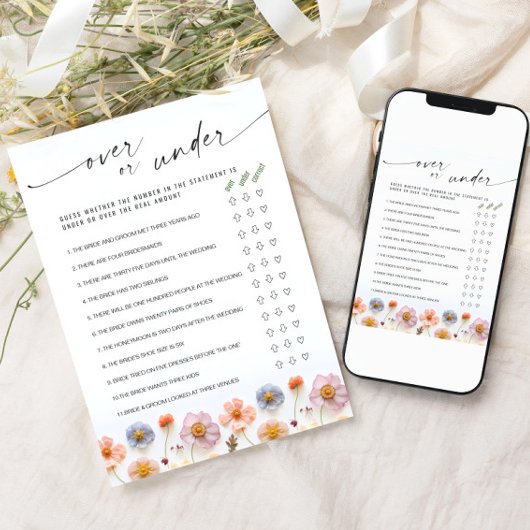 Pastell Pink Boho Wildblumen Bridal Game Card Einladung