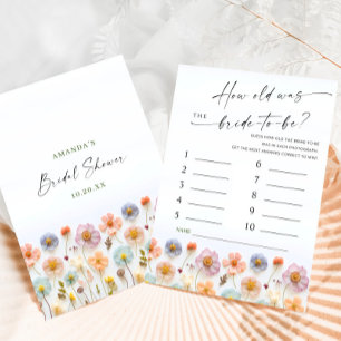 Pastell Pink Boho Wildblumen Bridal Game Card Einladung