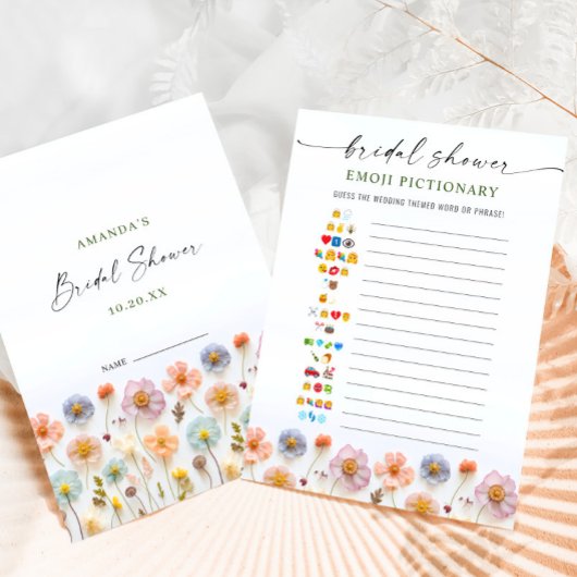 Pastell Pink Boho Wildblumen Bridal Game Card Einladung