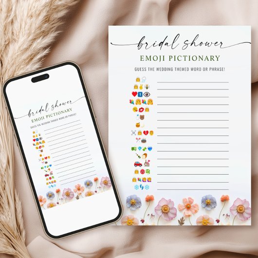 Pastell Pink Boho Wildblumen Bridal Game Card Einladung