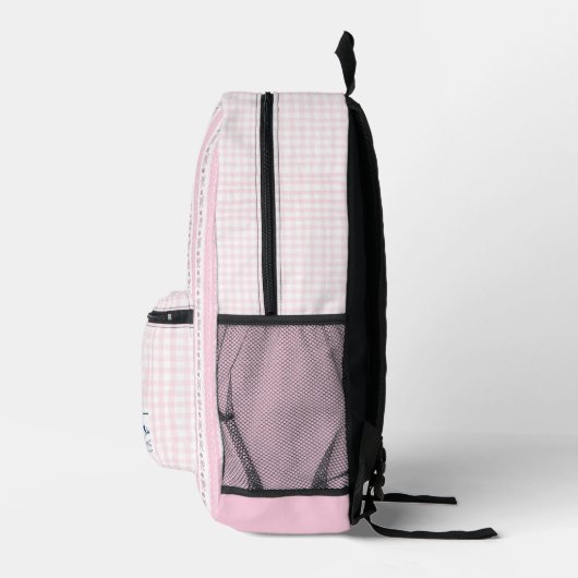 Pastell Pink Bow und Blume Coquette Individuelle N Bedruckter Rucksack (Rechts)
