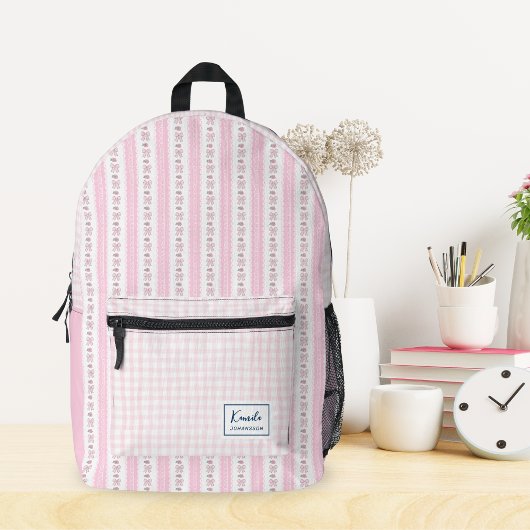 Pastell Pink Bow und Blume Coquette Individuelle N Bedruckter Rucksack