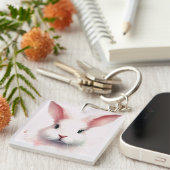 Pastell Pink Bunny Acrylic Schlüsselanhänger - Nie (Vorderseite rechts)