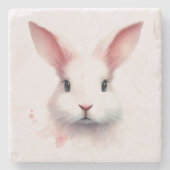 Pastell Pink Bunny Face Stone Untersetzer - Niedli (Vorderseite)