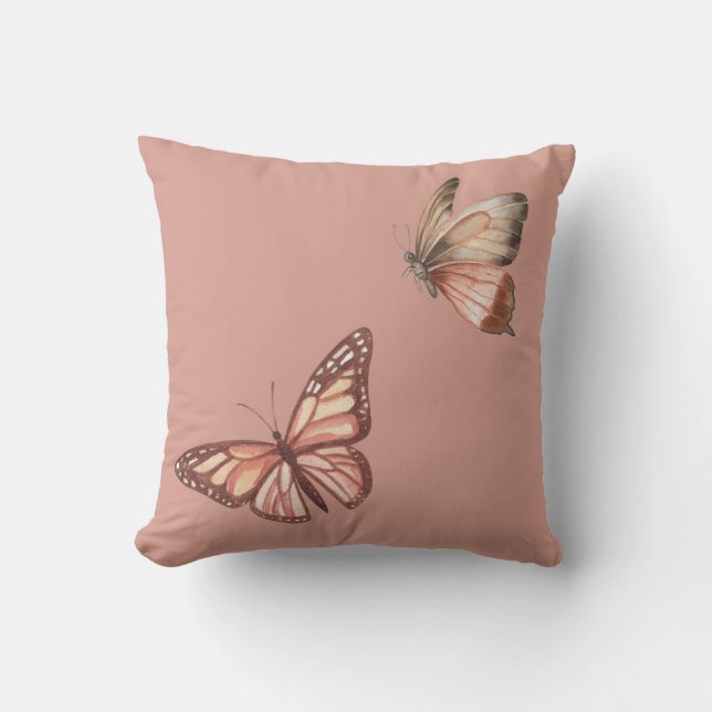 Pastell Pink Butterfly Kissen (Vorderseite)