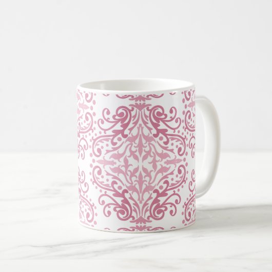 Pastell Pink Damask Tasse (VorderseiteRechts)