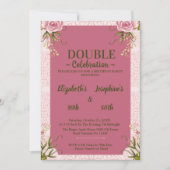 Pastell Pink Double Joint Twin Geburtstag Einladung (Vorderseite)