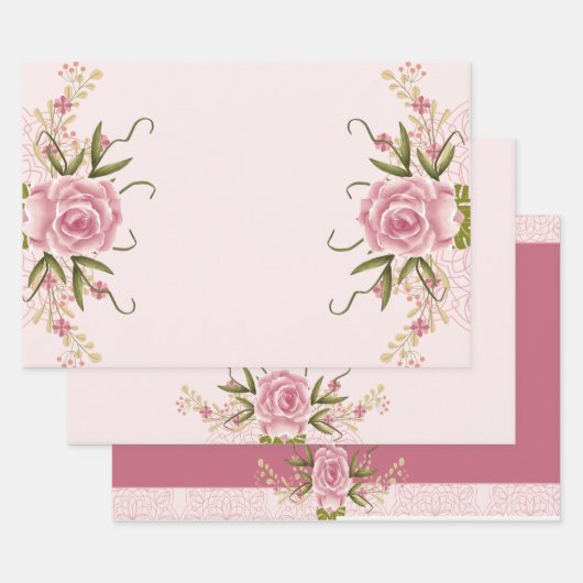 Pastell Pink Double Joint Twin Geburtstag Geschenkpapier Set (Set)