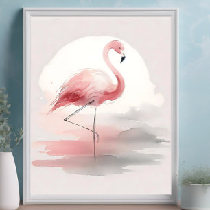 Pastell Pink Flamingo Minimalistische tropische Ku Poster