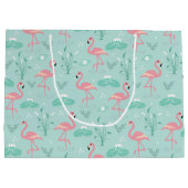 Pastell Pink Flamingos Muster Große Geschenktüte (Rückseite)