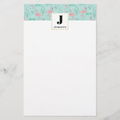 Pastell Pink Flamingos Muster Monogram Briefpapier (Vorderseite)
