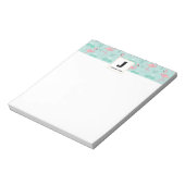 Pastell Pink Flamingos Muster Monogram Notizblock (Rotiert)