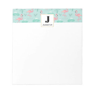 Pastell Pink Flamingos Muster Monogram Notizblock