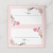Pastell Pink Floral Platzkarte (Außenseite Aufgefaltet)