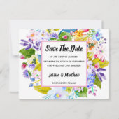 Pastell Pink Floral Romantisch Save the Date Einladung (Vorderseite)