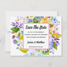 Pastell Pink Floral Romantisch Save the Date Einladung