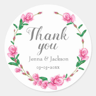 Pastell Pink Floral Runder Aufkleber