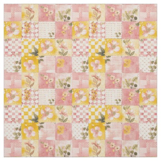 Pastell-Pink-Gelbe Patchwork-Vintage-Decke Stoff (Muster)