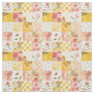 Pastell-Pink-Gelbe Patchwork-Vintage-Decke Stoff