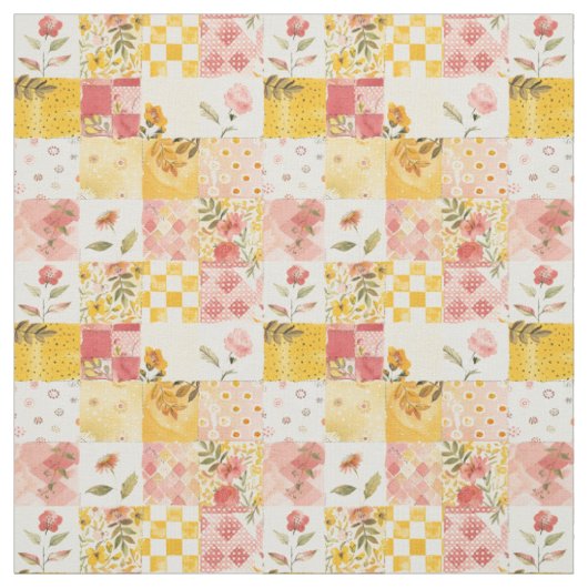 Pastell-Pink-Gelbe Patchwork-Vintage-Decke Stoff (Muster)