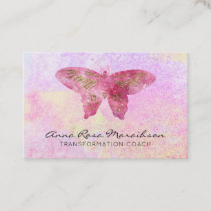 *~* Pastell Pink Glitzer Fantasy Gilde Schmetterli Visitenkarte