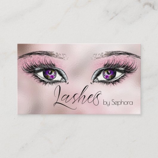 Pastell Pink Glitzer Lashes Extension Artist Visitenkarte (Vorderseite)