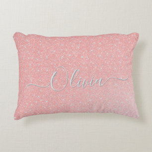 Pastell Pink Glitzer Sparkle Individuelle Name Dekokissen