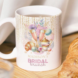 Pastell Pink Gold Glitzer Bridal Brunch Foto Kaffeetasse