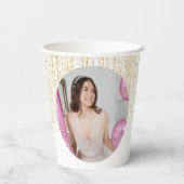 Pastell Pink Gold Glitzer Bridal Brunch Foto Pappbecher (Rückseite)