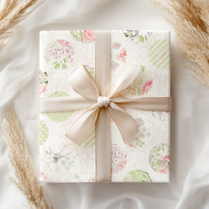 Pastell Pink Green Spring Shabby Floral Geschenkpapier