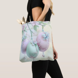 PASTELL PINK & GRÜNE OSTEREIER & BLUMEN TASCHE