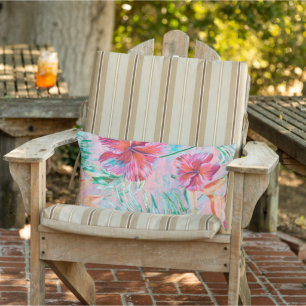 Pastell Pink Hibiskus Blume Kissen Für Draußen