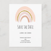 Pastell Pink & Imitate Glitzer Boho Rain Save the  Einladungspostkarte (Vorderseite)