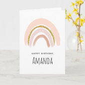 Pastell Pink & Imitate Glitzer Boho Rainbow Karte (Gelbe Blume)