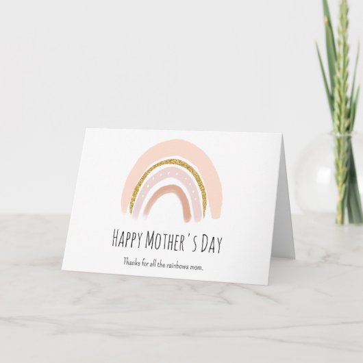 Pastell Pink & Imitate Glitzer Boho Rainbow Karte (Vorderseite)