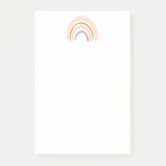 Pastell Pink & Imitate Glitzer Boho Rainbow Post-it Klebezettel (Vorderseite)