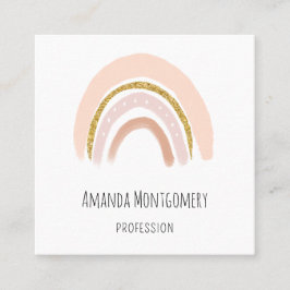 Pastell Pink & Imitate Glitzer Boho Rainbow Quadratische Visitenkarte