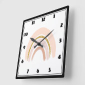 Pastell Pink & Imitate Glitzer Boho Rainbow Quadratische Wanduhr (Winkel)